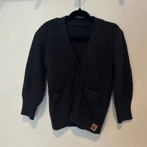 Kyte BABY Black Kids Ribbed Cardigan